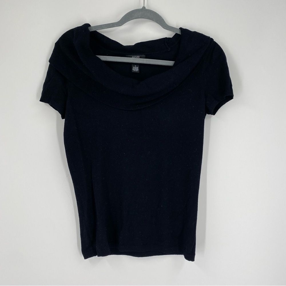 Alfani Women’s Off Shoulder Black Short Sleeve Knit Blouse size S